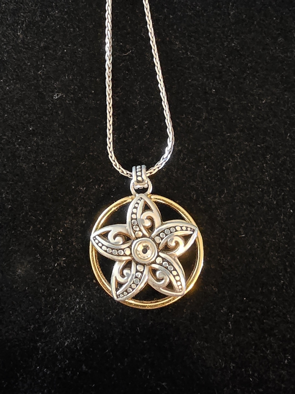 Brighton Two-Tone Silver and Gold Floral Star Pendant Necklace